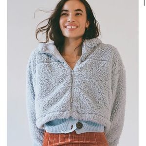 NWT - BDG Hooded Cropped Teddy Jacket